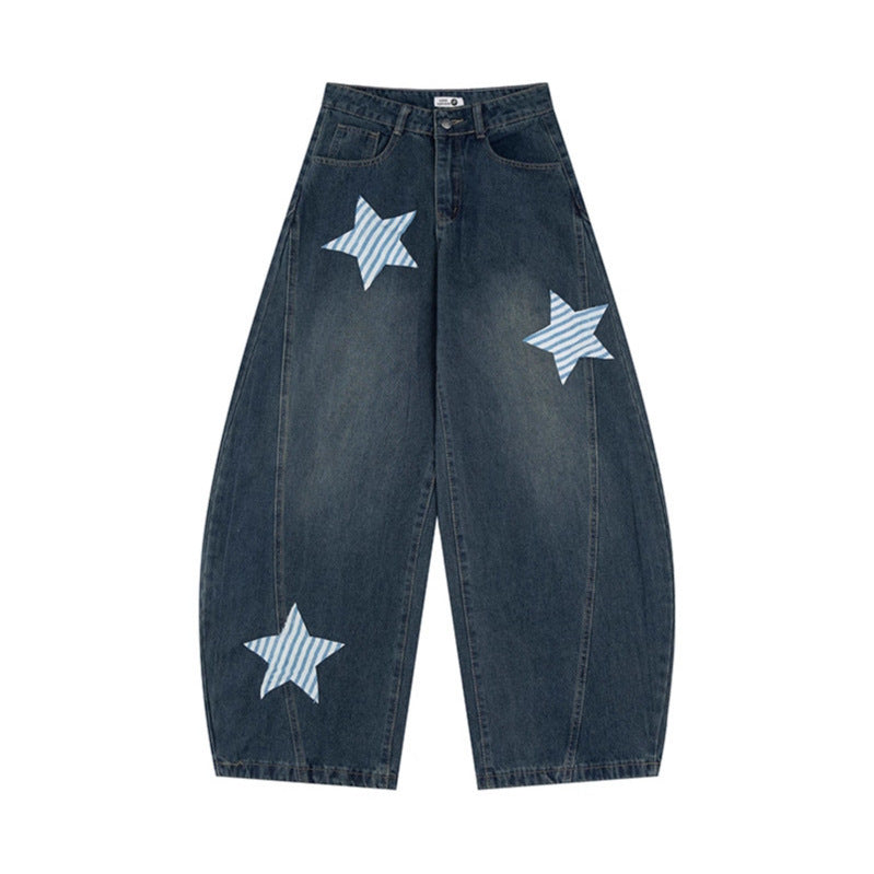 Denim curved knife pants