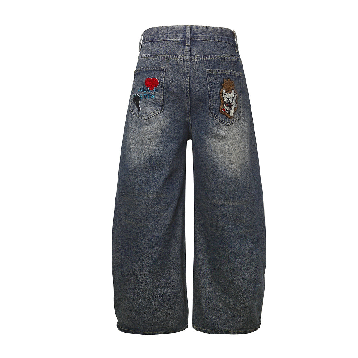 Embroidered jeans with wide legs