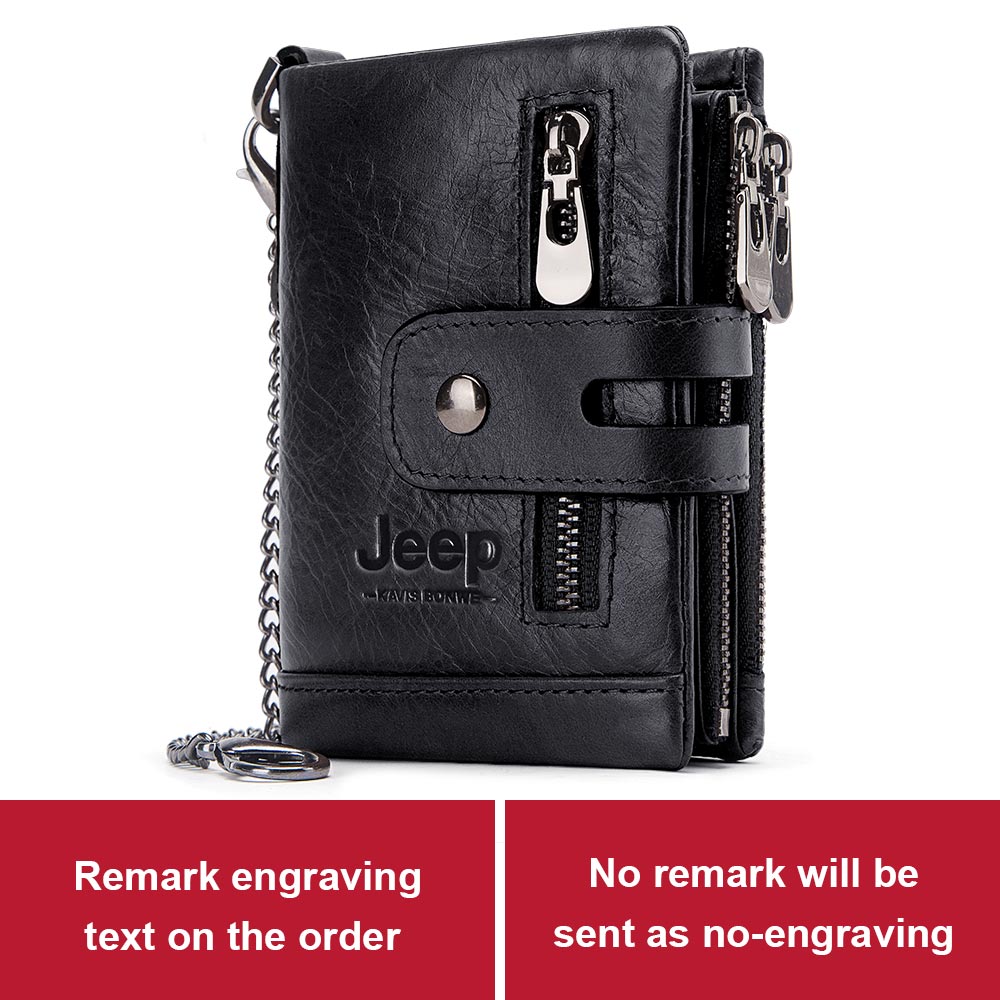 100% Leather Men Wallet Coin Purse Small Mini Card Holder Chain PORTFOLIO Portomonee Male Walet Pocket