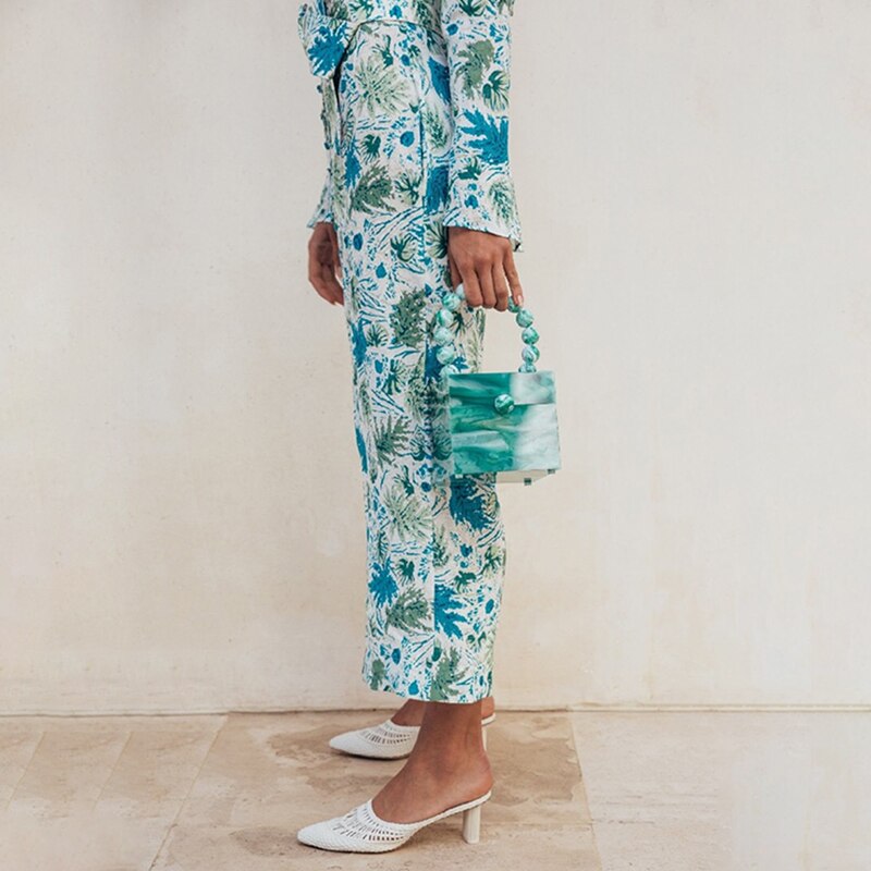 Acrylic Box Evening Clutch Bag Women Luxury Stone Pattern Beaded Hard Handbag Ladies Designer Green Party Purse Dinner New